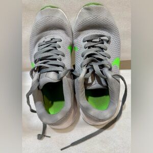 Nike Kids Gray and Green Athletic Shoes